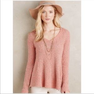 Anthro Moth grey pink zipper stitched sweater